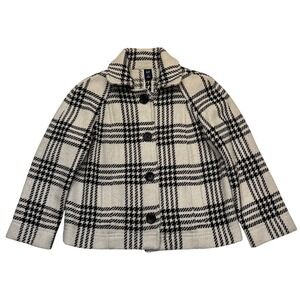 GAP White Black Plaid Preppy Academia Wool Blend Timeless Jacket Blazer Size M